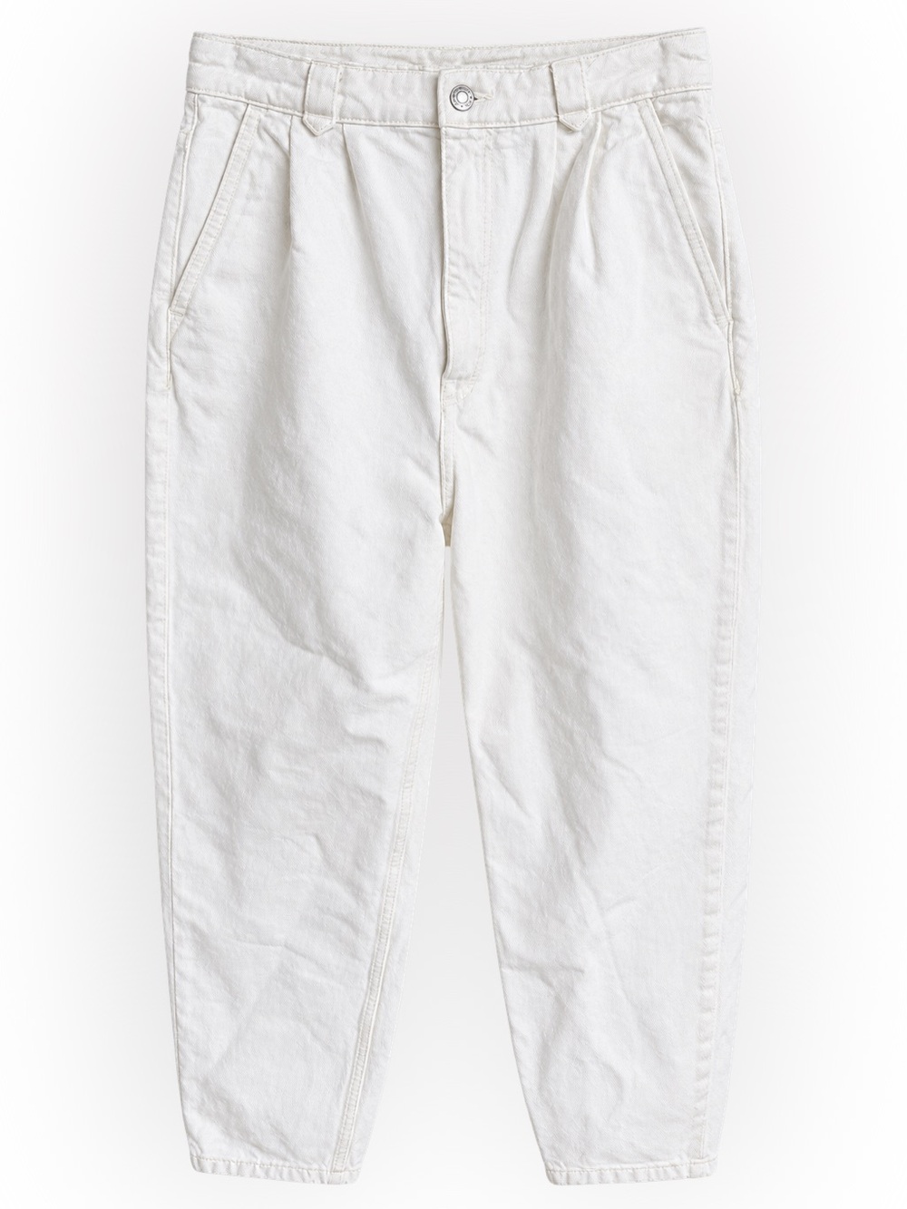 & Other Stories High-Waist White Denim Girlfriend Tapered Jeans Size 6 (EU 36)